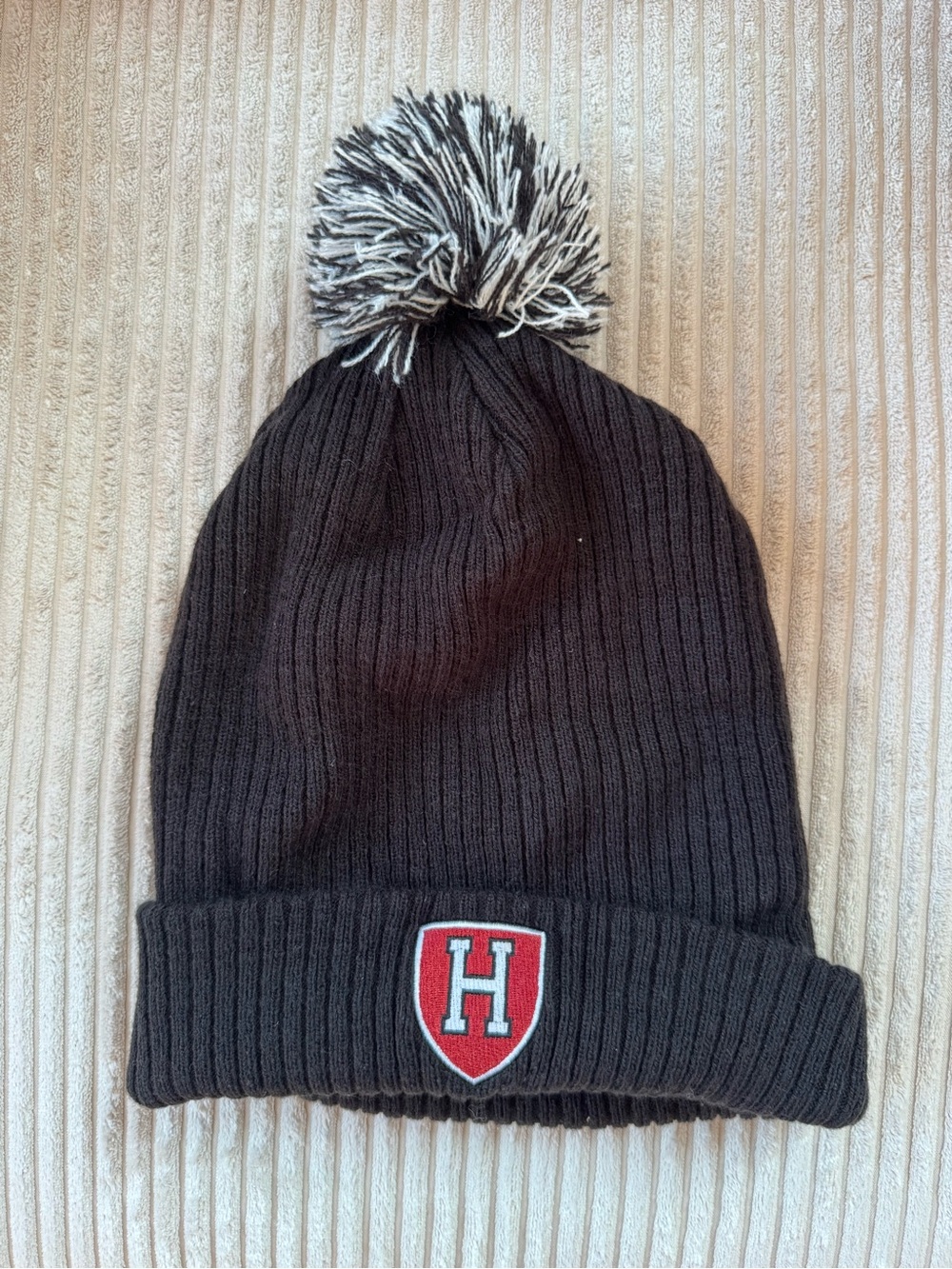 Harvard Nike Black Knit Pom Beanie